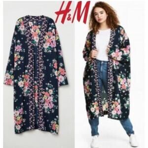 Divided H&M Floral Kimono‎ Robe Womens Size M Tropical Hawaiian Boho Festival